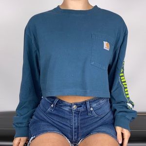 Carhartt Women's Blue Long Sleeve Crop Top